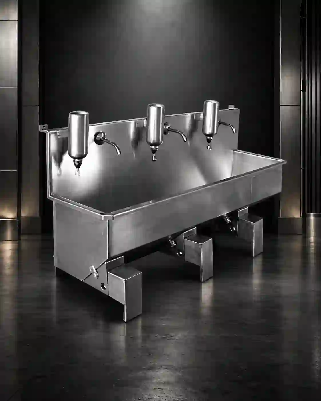 Lavatório para mãos com saboneteira em aço inox, acionamento por fotocélula, Frigomat